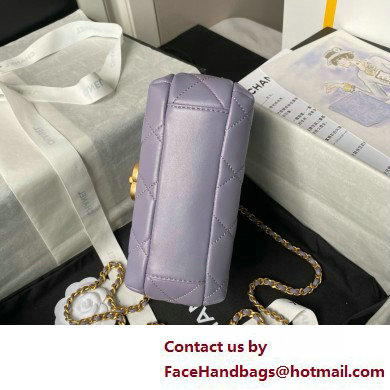 CHANEL Shiny Lambskin, Imitation Pearls  &  Gold-Tone Metal Mini Flap Bag AS4986 PURPLE 2025